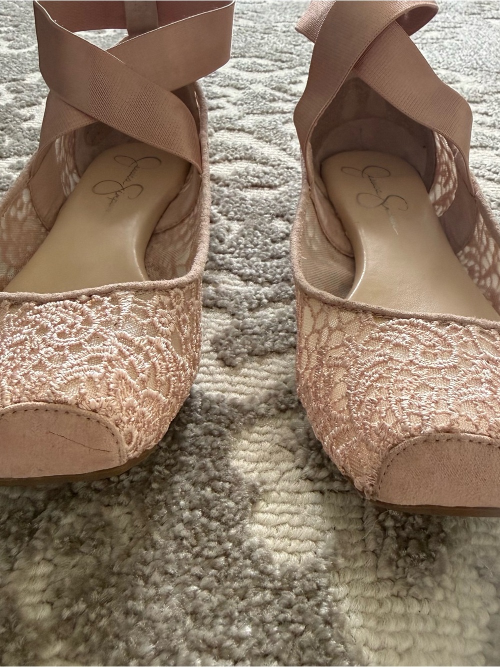 Jessica Simpson Maggda Pink lace ankle strap Ballet Flats size 6.5 balletcore - Picture 5 of 10